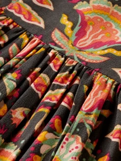 PRINTED VISCOSE MIDI DRESS