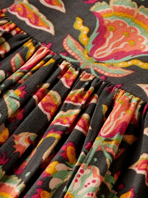 PRINTED VISCOSE MIDI DRESS