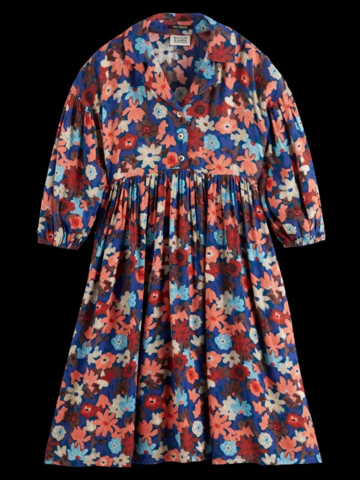 PRINTED VISCOSE MIDI DRESS