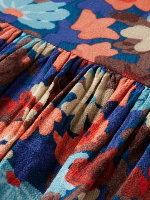 PRINTED VISCOSE MIDI DRESS