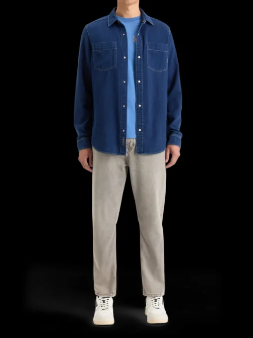 REGULAR FIT PREMIUM INDIGO TWILL WASHED SHIRT