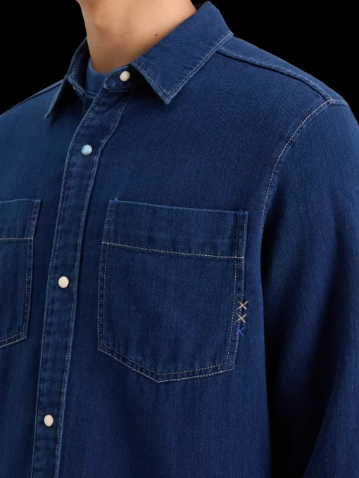 REGULAR FIT PREMIUM INDIGO TWILL WASHED SHIRT