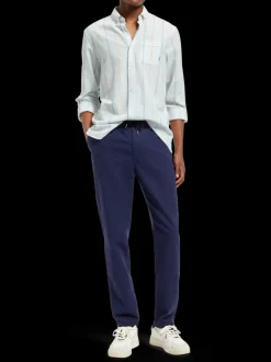 Regular fit yarn-dyed stripe cotton linen shirt