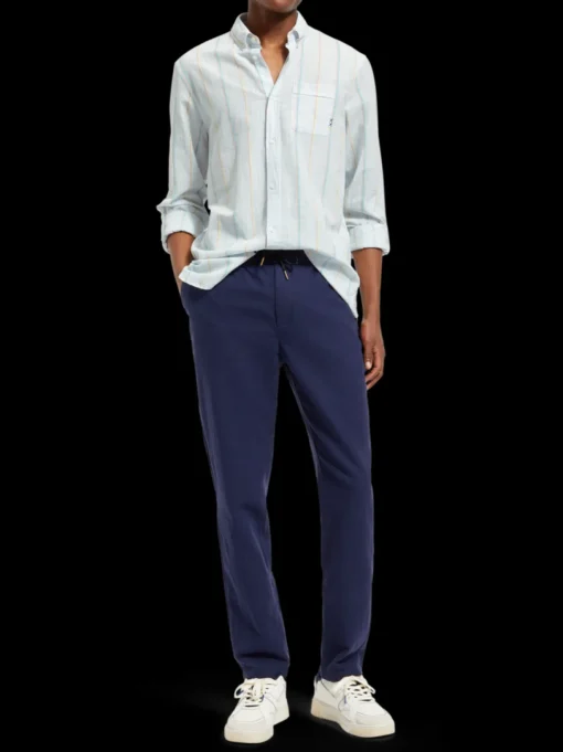 Regular fit yarn-dyed stripe cotton linen shirt