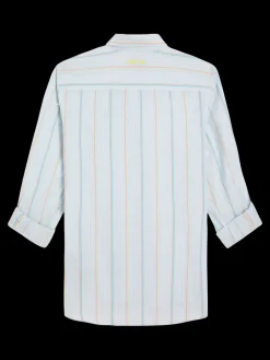 Regular fit yarn-dyed stripe cotton linen shirt