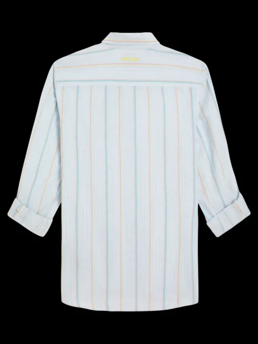 Regular fit yarn-dyed stripe cotton linen shirt