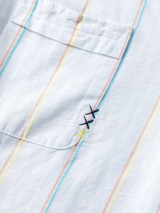 Regular fit yarn-dyed stripe cotton linen shirt