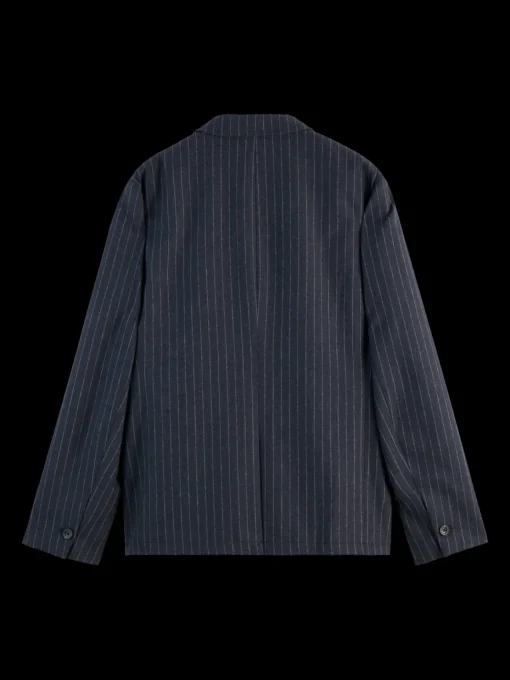 RELAXED 3-BUTTON WOOL-BLEND PINSTRIPE BLAZER