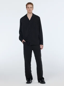 Relaxed fit jacquard sateen shirt