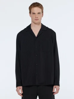 Relaxed fit jacquard sateen shirt