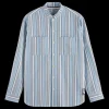 Relaxed fit structured multicolor stripe shirt
