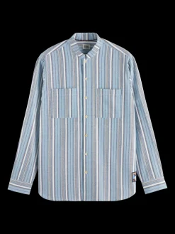 Relaxed fit structured multicolor stripe shirt