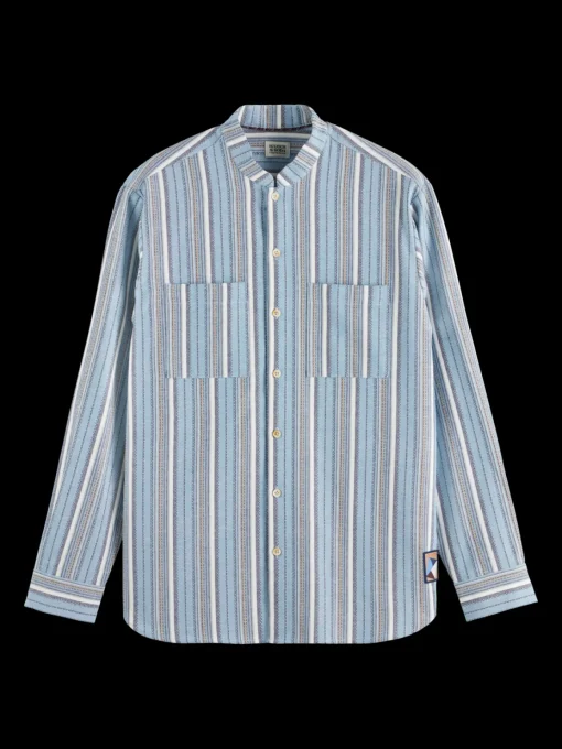 Relaxed fit structured multicolor stripe shirt