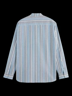Relaxed fit structured multicolor stripe shirt