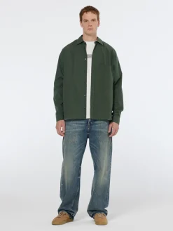 Relaxed fit yarn-dyed micro-check shirt