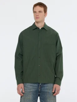 Relaxed fit yarn-dyed micro-check shirt