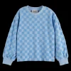 RELAXED-FIT VELOUR CHECKERBOARD CREWNECK
