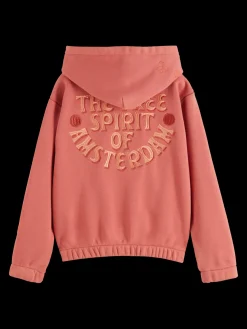 RELAXED-FIT ZIP-THROUGH HOODIE WITH EMBROIDERED ARTWORKS