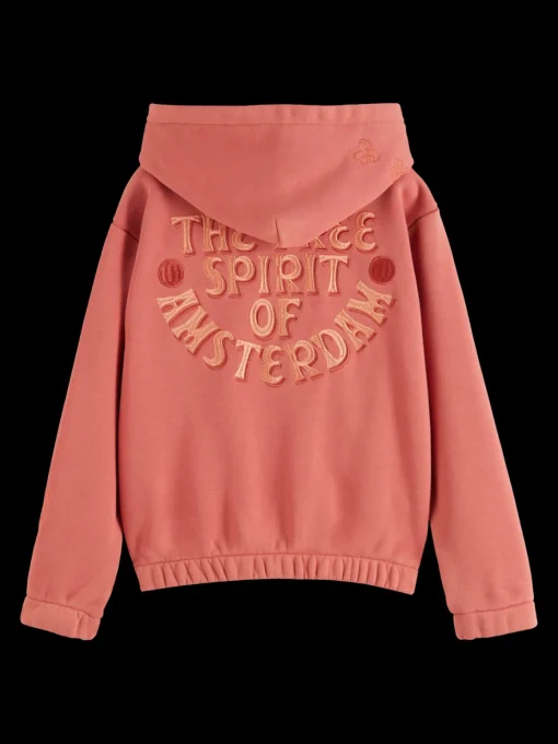 RELAXED-FIT ZIP-THROUGH HOODIE WITH EMBROIDERED ARTWORKS