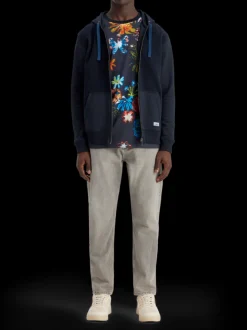 Reverse terry zip through hoodie