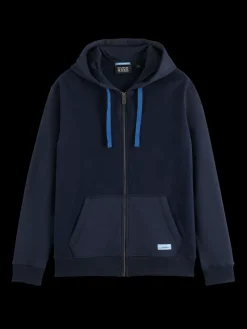 Reverse terry zip through hoodie