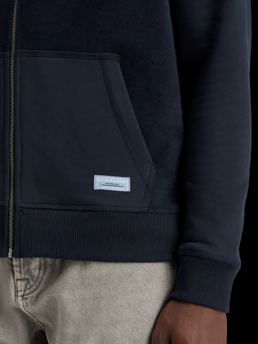 Reverse terry zip through hoodie