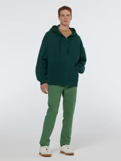 Rib insert zipped loose fit hoodie