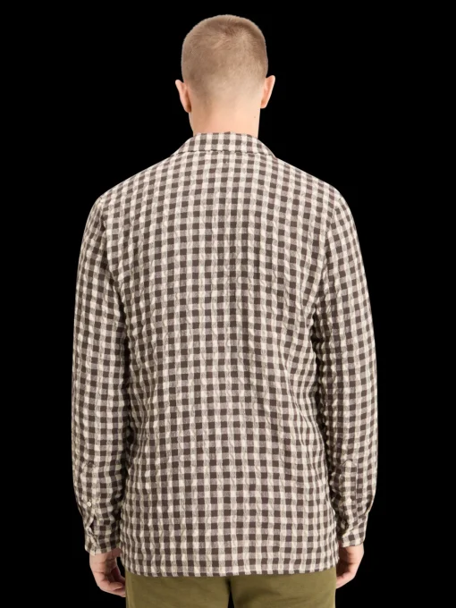 SEERSUCKER WOOL BLEND CHECK SHIRT