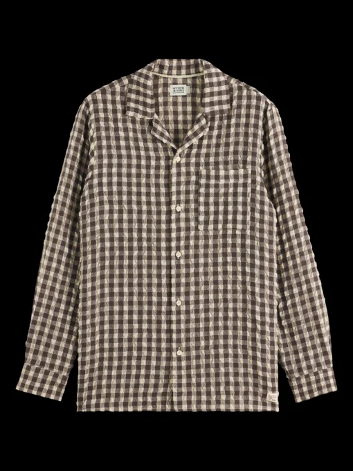 SEERSUCKER WOOL BLEND CHECK SHIRT