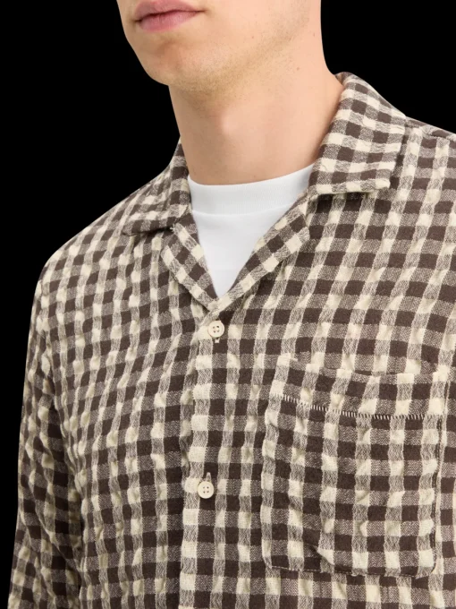 SEERSUCKER WOOL BLEND CHECK SHIRT