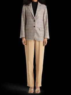 Sequin prince of wales check boyfriend single breasted blazer