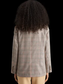 Sequin prince of wales check boyfriend single breasted blazer
