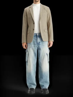 Single breasted yarn-dyed blazer