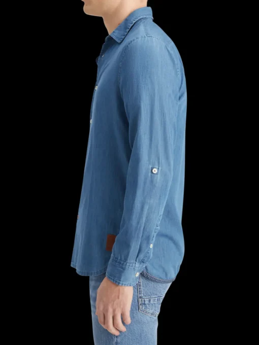 Smart indigo lightweight denim shirt with sleeve adjusters