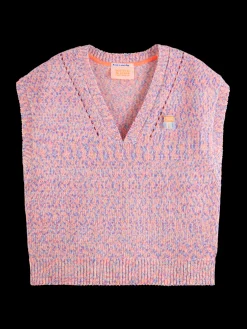 SPACE DYE V NECK KNITTED TANK