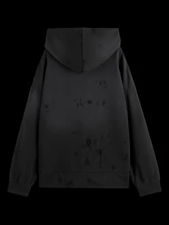 SPRAYED HOODIE WITH DESTROYED DETAILS