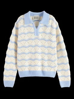 STRIPE BOXY PULLOVER WITH COLLAR