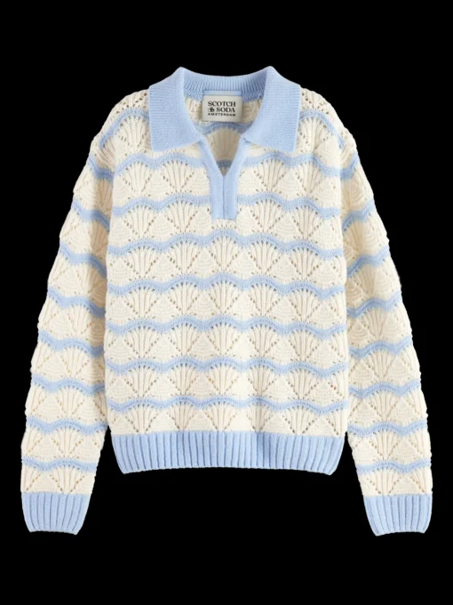 STRIPE BOXY PULLOVER WITH COLLAR