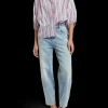 STRIPED BALLOON SLEEVE SHIRT
