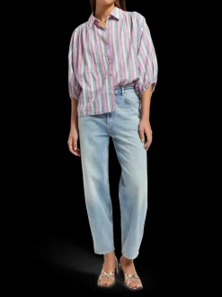 STRIPED BALLOON SLEEVE SHIRT