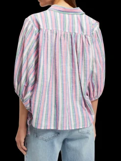 STRIPED BALLOON SLEEVE SHIRT