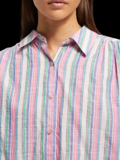 STRIPED BALLOON SLEEVE SHIRT