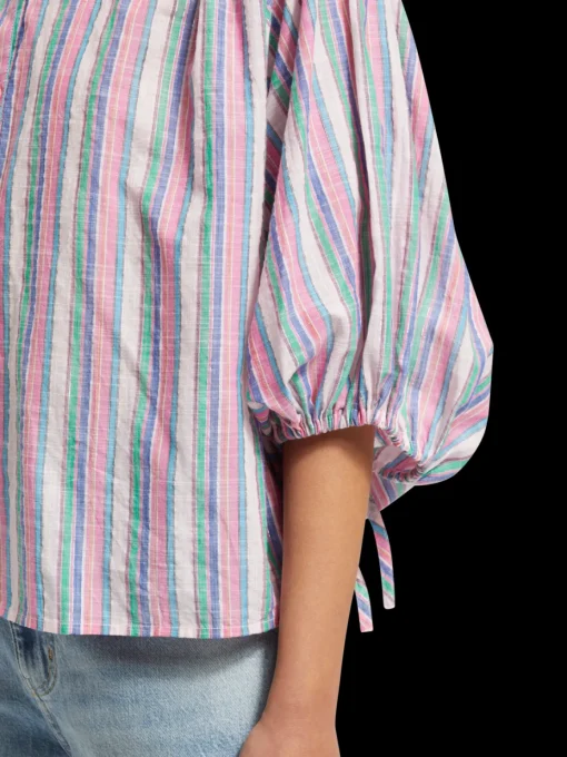 STRIPED BALLOON SLEEVE SHIRT