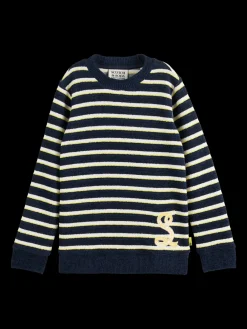 STRIPED FELPA CREWNECK