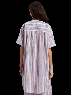 STRIPED OVERSIZED  BEACH SHIRT DRESS