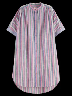 STRIPED OVERSIZED  BEACH SHIRT DRESS