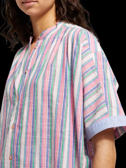 STRIPED OVERSIZED  BEACH SHIRT DRESS