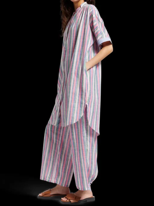 STRIPED OVERSIZED  BEACH SHIRT DRESS