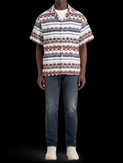 Structured printed stripe shirt