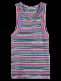 TEXTURED STRIPE RACER TANK
